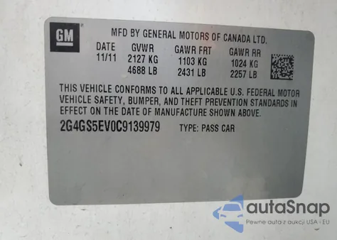 2012 Buick Regal Premium из США, поврежденный, VIN 2G4GS5EV0C9139979